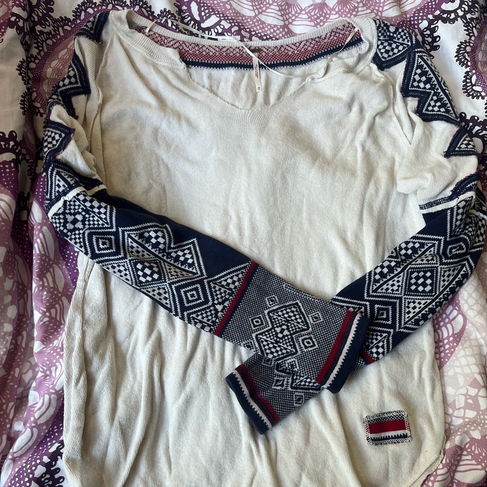 free people scoop neck aztec sweater